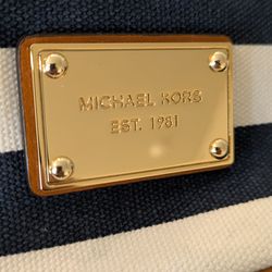Michael Kors Handbag, Navy White Striped, New With Tags