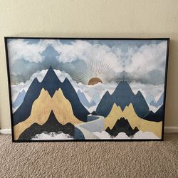 Modern contemporary Nordic nature Mountains Sun scenery Gift living room Bedroom office Home wall art 