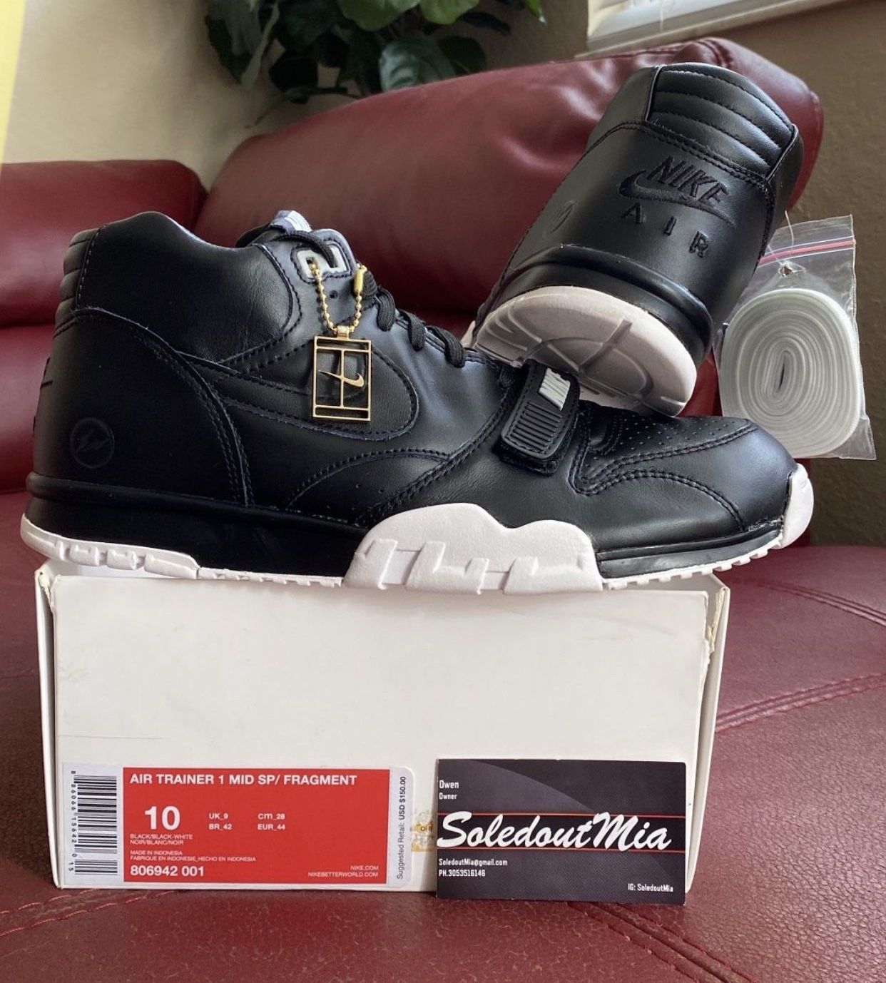 FRAGMENT DS NIKE Air Trainer Sz10 Jordan Retro Travis Scott Lost