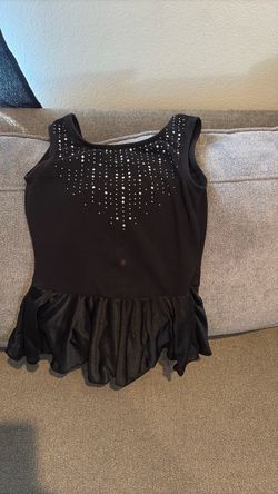 Black Rhinestone Dance Leotard with Skirt