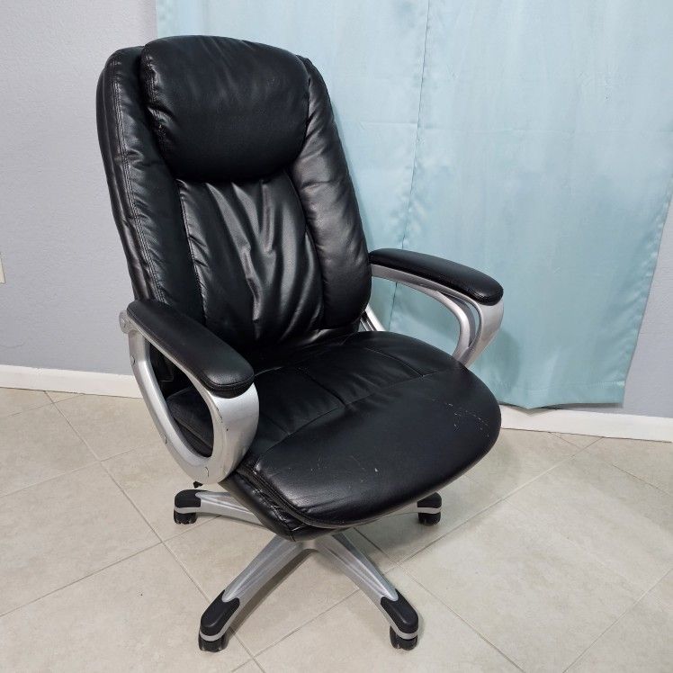 Black Bonded Leather High-Back Executive Desk Chair, 275 lb Capacity