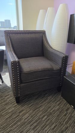Charcoal Gray Accent Chair with Nailhead Trim