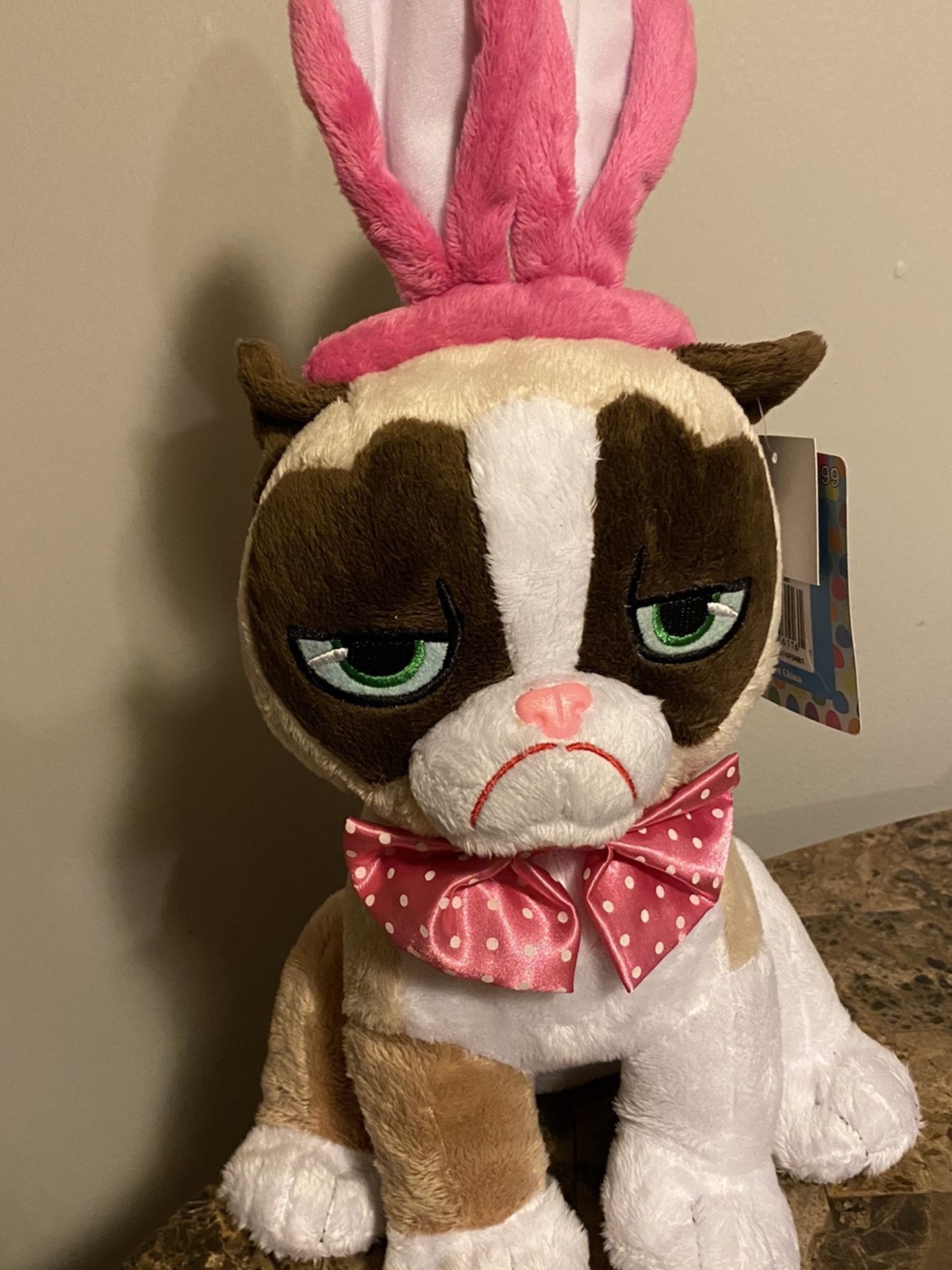 Grumpy Cat Polka Dot Easter Bunny Ears 17” Plush