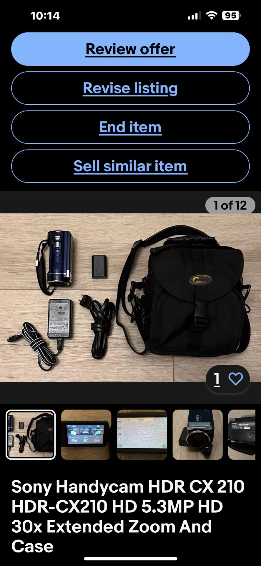 Sony Handycam HDR CX 210 HDR-CX210 HD 5.3MP HD 30x Extended Zoom And Case