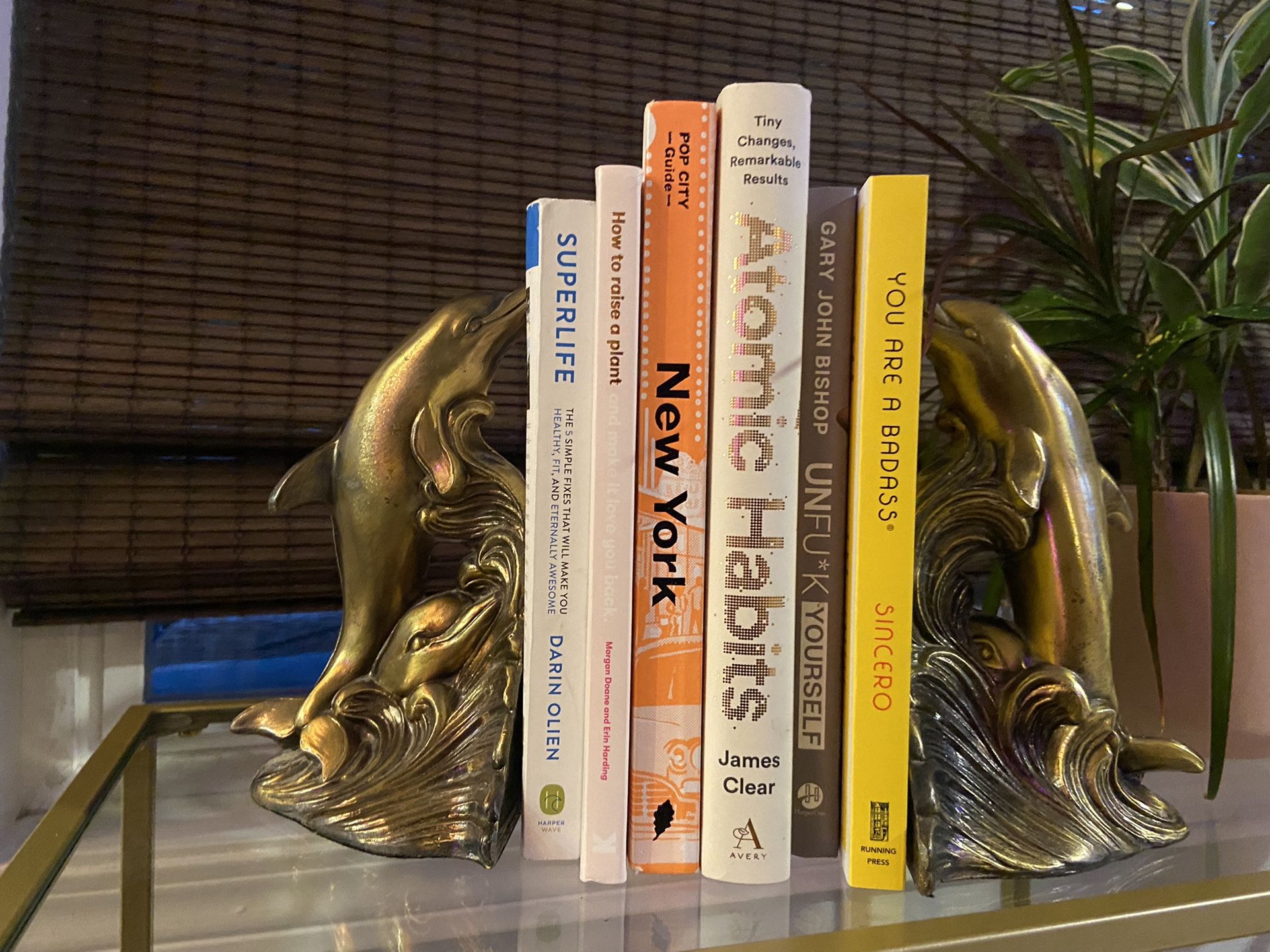 Brass Vintage Dolphin Bookends