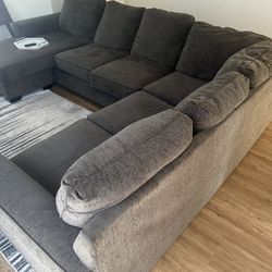 Large Grey  Sectional  Couch - Good Condition 
