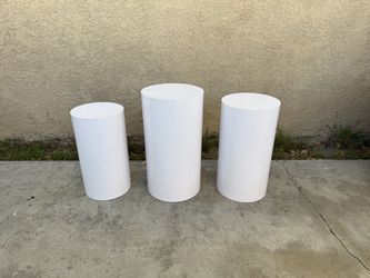 NEW Round Cylinder Pedestal Stands Set Of 3 for Cake Dessert, Flower, & Ornament *SEE PHOTOS*