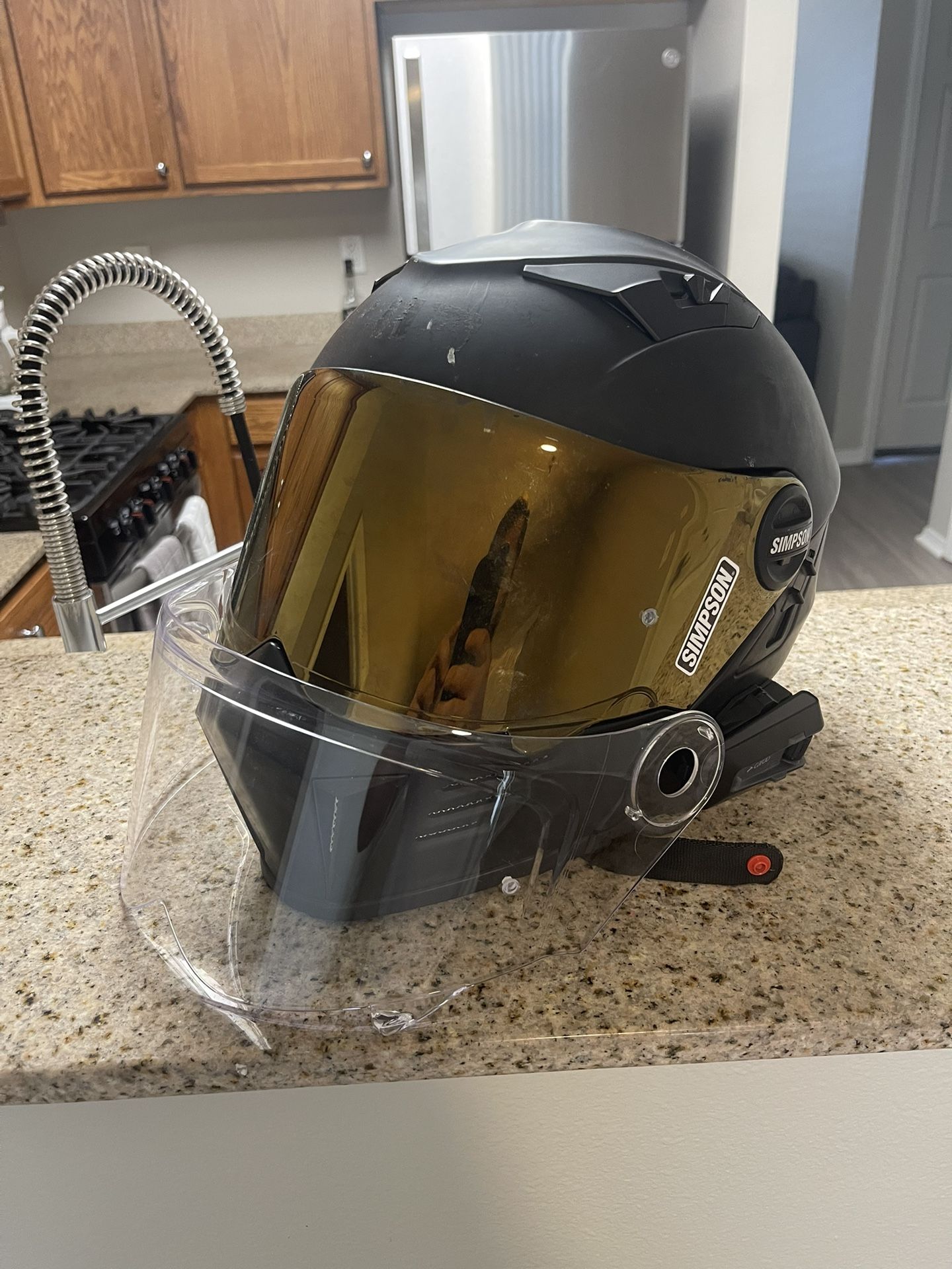 Simpson Mod Bandit Helmet Medium With Cardo Intercom