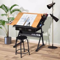 Height Adjustable Drawing Table Desk Work Station