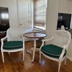 Pie Crust Table & Cane Back Chairs Shabby Chic