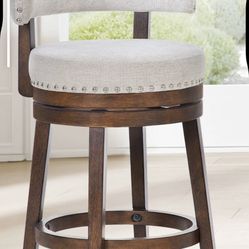 Colamy Swivel Bar Stool Beige Wood Counter Height 