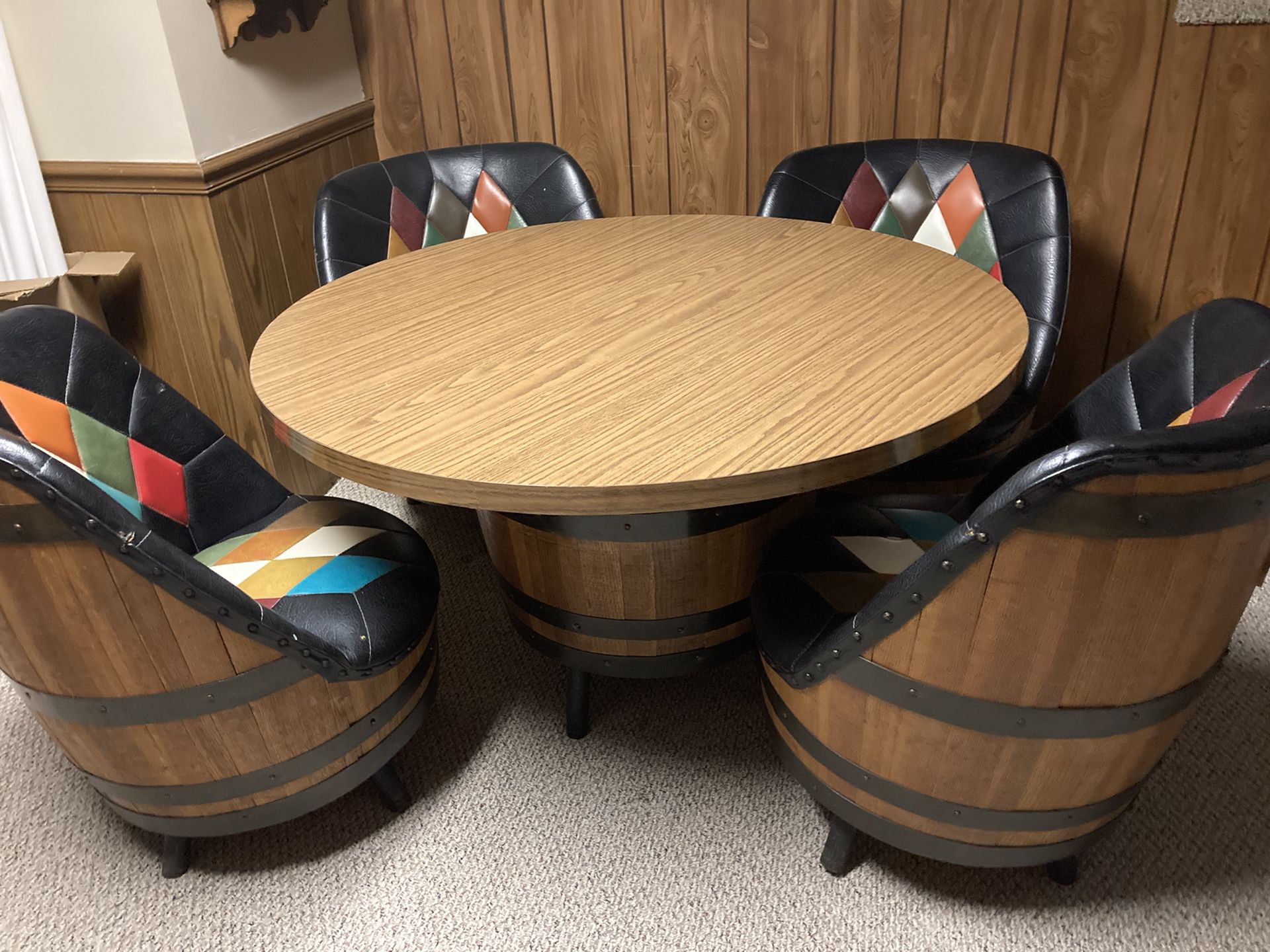 Barrel table and four chairs