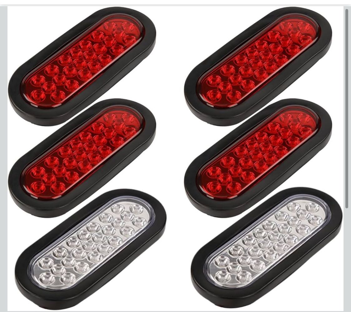 luces traseras ovaladas de 6 pulgadas para remolque, luces de freno LED