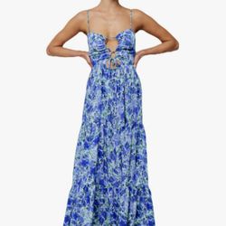 New Blue Floral Maxi Dress 