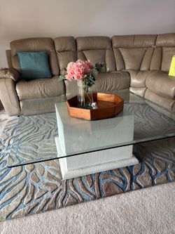 Modern Glass Center Table with White Base