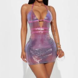 Sequin Halter Mini Dress