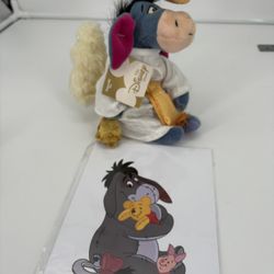 Disney Eeyore "Angel" Stuffed Animal / Plush and Eeyore, Pooh, Piglet Print