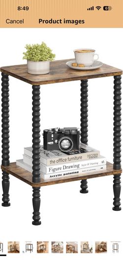 Side Table, Small End Table, 2-Tier Nightstand with Storage Shelves, Coffee Table for Small Spaces, Curved Design, Sofa Table for Living Room, Bedroom