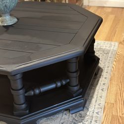 Refinished Octagon Coffee Table-deep rich coffee matte finish