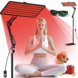 Morfone Red Light Therapy for Body Face - Tri-Wavelength (660nm, 850nm, 940nm) LED Infrared Light Therapy Lamp Panel with Adjustable Stand, Protective