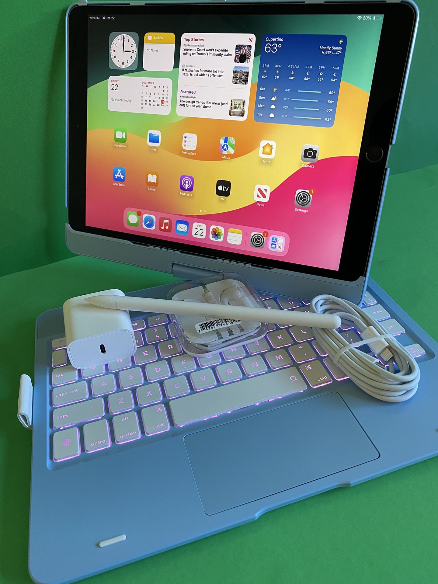 Apple IPad 7th Generation (10.2” Retina /Latest IOS 17/ 2019 model) 32GB with stylus pen, keyboard case & Accessories (Apple pencil supported)