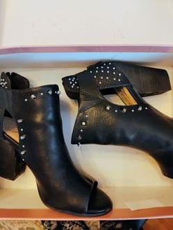 Fergie peep toe black shoes with silver studs
