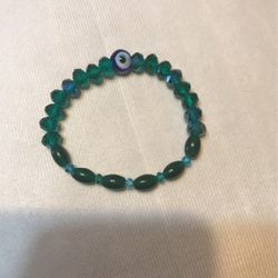 Jade Crystal Evil Eye Protection Stretch Bracelet Size 7 Inches