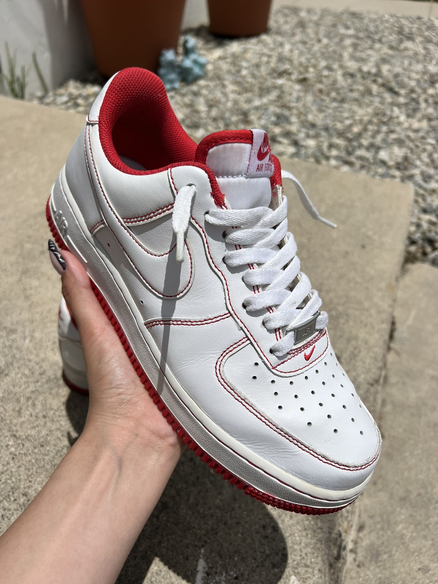 nike air force 1 - university red w contrast stitch