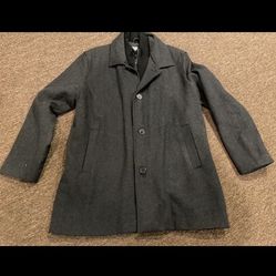 Kenneth Cole Mens Large Grey Wool Jacket sweater lining full length zipper EUC!