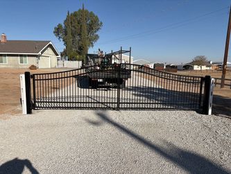 Black Steel Double Driveway Gate