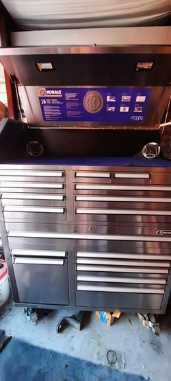 Kobalt stainless steel top and bottom box with built in stereo and fridge