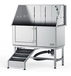 VEVOR 62" Pet Dog Bathing Station w/Ramp, Professional Stainless Steel Dog Grooming Tub w/ Soap Box, Faucet,Rich Accessory,Bathtub for Large,Medium,Sm