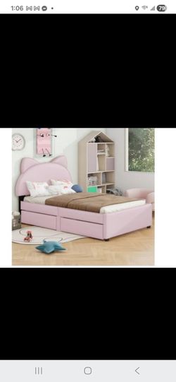 Twin kids bed with storage-