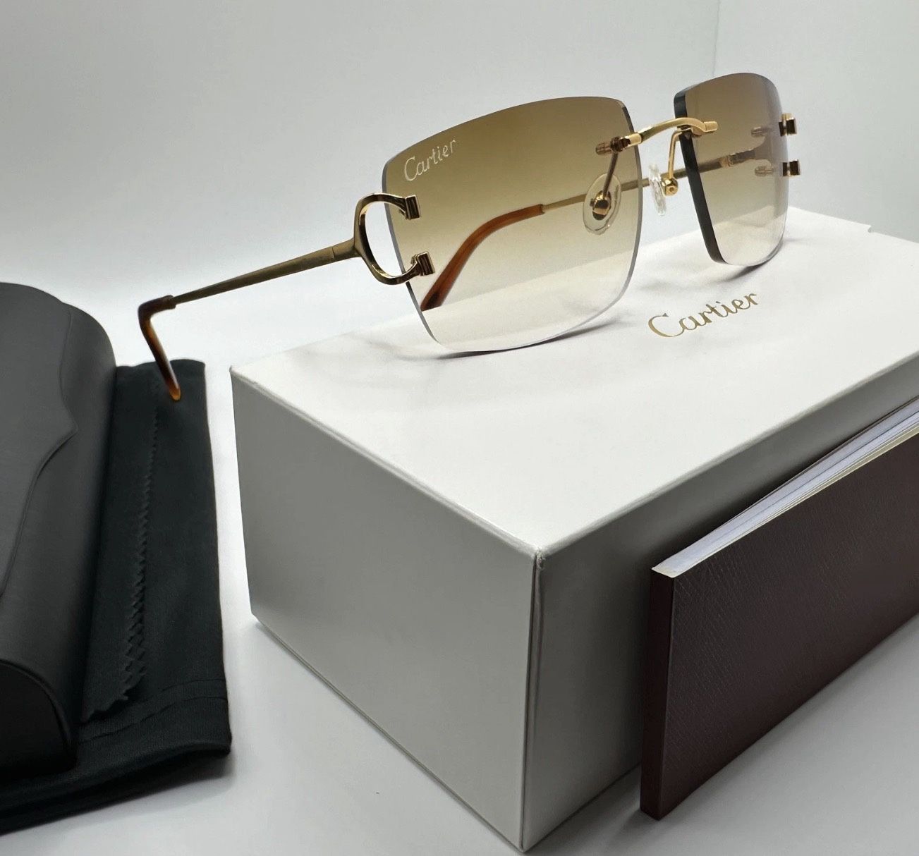 Cartier Big C Gold/Brown Buffalo Horn Buffs Wires Glasses