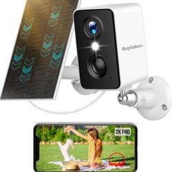 Brandnew  2K Security Cameras Wireless Outdoor, Solar Camera for Home Security, Battery Powered Camera with Two Spotlights, PIR Motion Detection Siren
