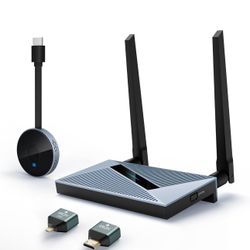Wireless HDMI Transmitter and Receiver with Wireless HDMI Converter Dongle Adapter, Plug and Play Support 2.4/5GHz 4K Decoding Wireless HDMI Kit for S