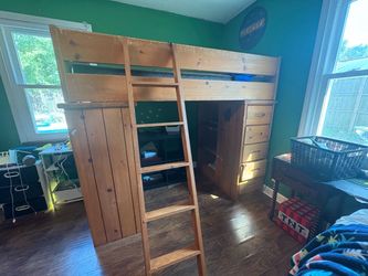Wooden loft bed frame