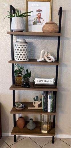 Nathan James Theo 5-Shelf Oak Wood Modern Bookcase, Wall Mount