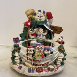 Vintage JC Penney Musical Skating Pond With Snowman, Penguins, Christmas Music Box Magnetic, Winter Wonderland