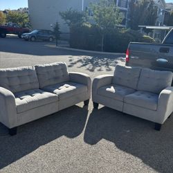 2 Light Gray Couch Set