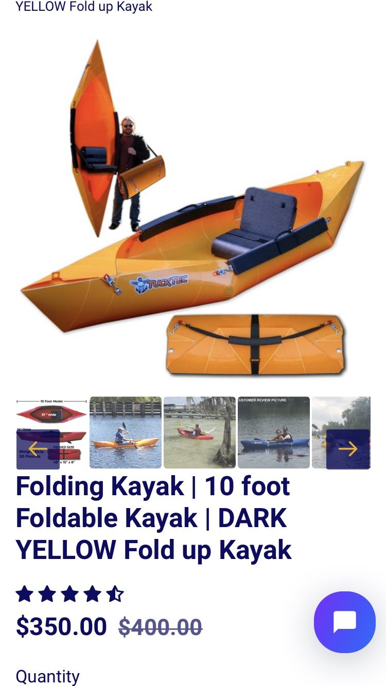2 brand new never used tucktec foldable yellow kayaks