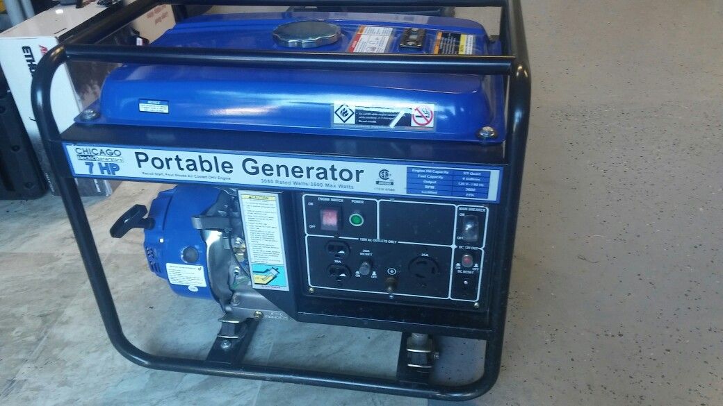 7HP 3050/3500 WATT.4 GALLON CAPACITY CHICAGO ELECTRIC PORTABLE GENERATOR.