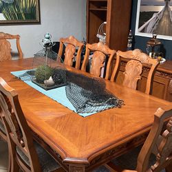 Dining room Table W/8 Chairs And hutch/Entertainment Unit