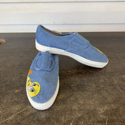 Vintage 90s Looney Tunes Tweety Bird Blue slip on flat shoes size 7