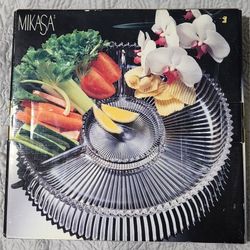 Mikasa Diamond Fire Divided Relish 14" Glass Serving Dish