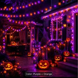 200 LED Orange Or Purple Mini Bulbs - 65.56ft