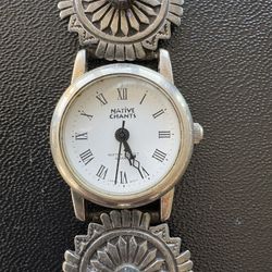 Sterling Silver Native Accent Quartz Watch 