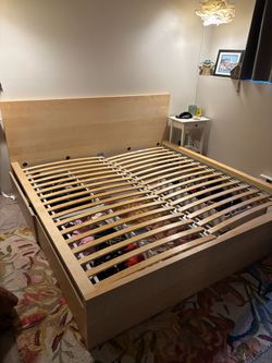 Ikea MALM King bedframe, Oak Veneer