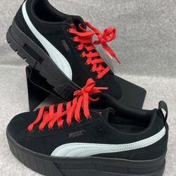 Size 7 - PUMA Dua Lipa x Mayze Platform Suede Black/Blue Glow