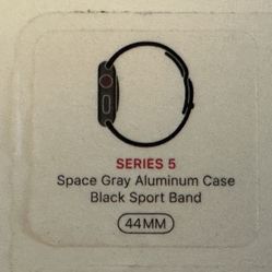Apple Watch Series 5 44mm Space Gray, Aluminum Case,  Black Sport Band